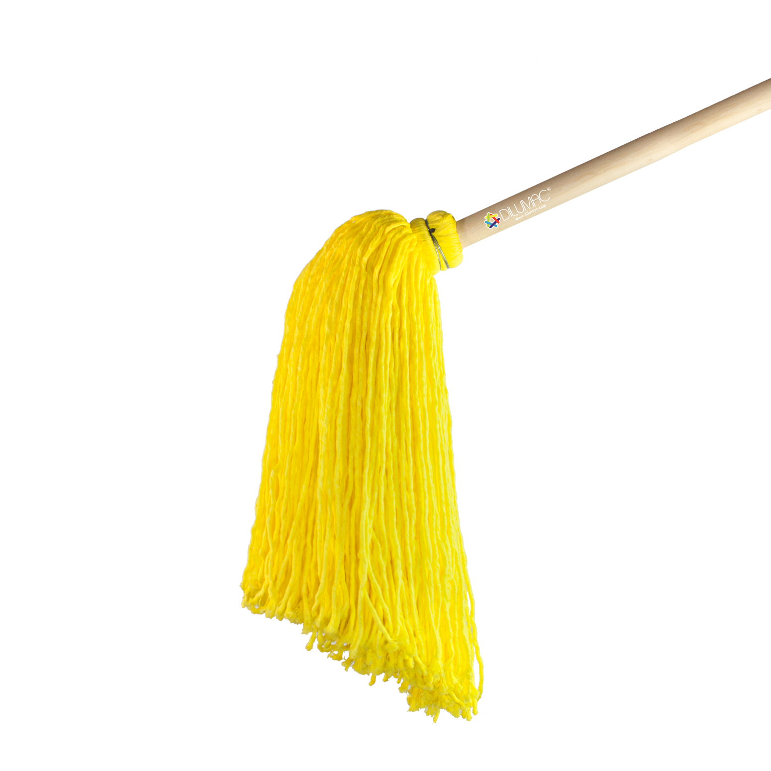 Trapeador Forjado con Bastón de Madera Amarillo
