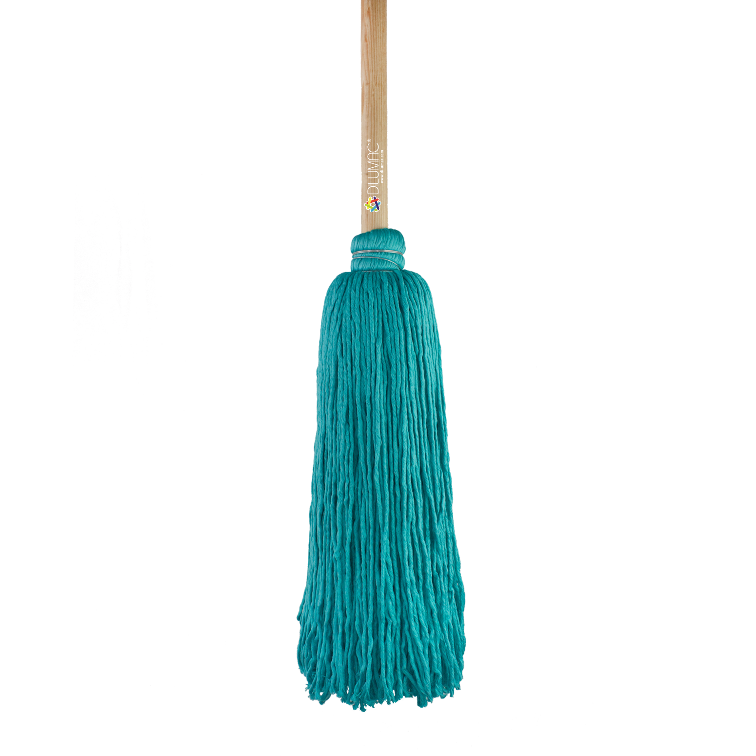 Trapeador Forjado con Bastón de Madera Turquesa