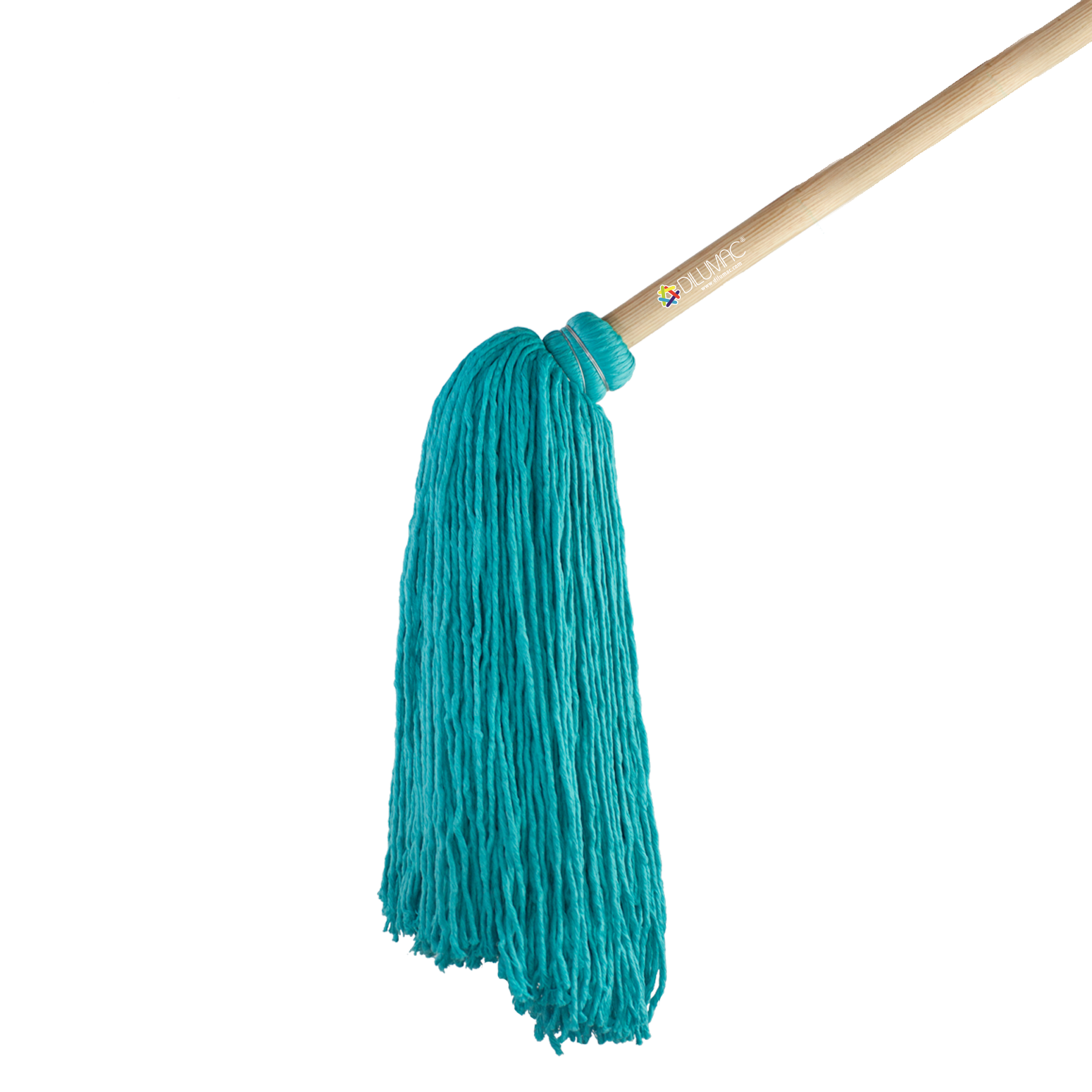 Trapeador Forjado con Bastón de Madera Turquesa